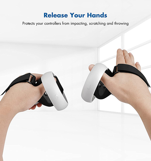 KIWI Design Silicone Grips w/ Knuckle Straps for Oculus Quest 2