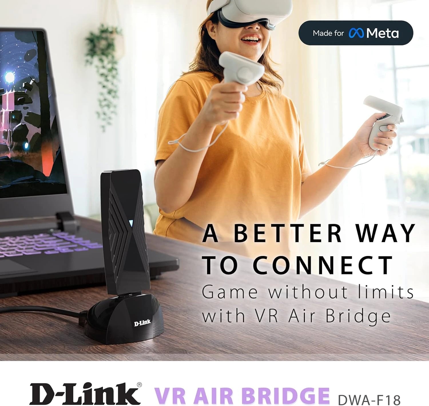 D-Link VR Air Bridge for Meta Quest 3 - Wi-Fi 6 PCVR