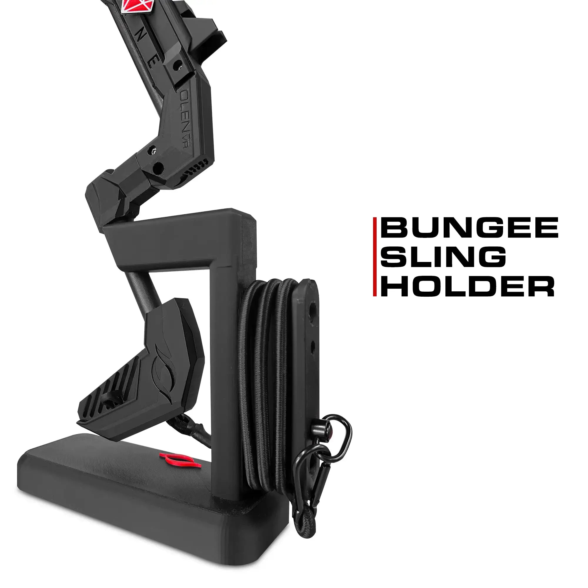 Olen VR Spine Gun Stock Attached to a stand with bungee sling wrapped around it