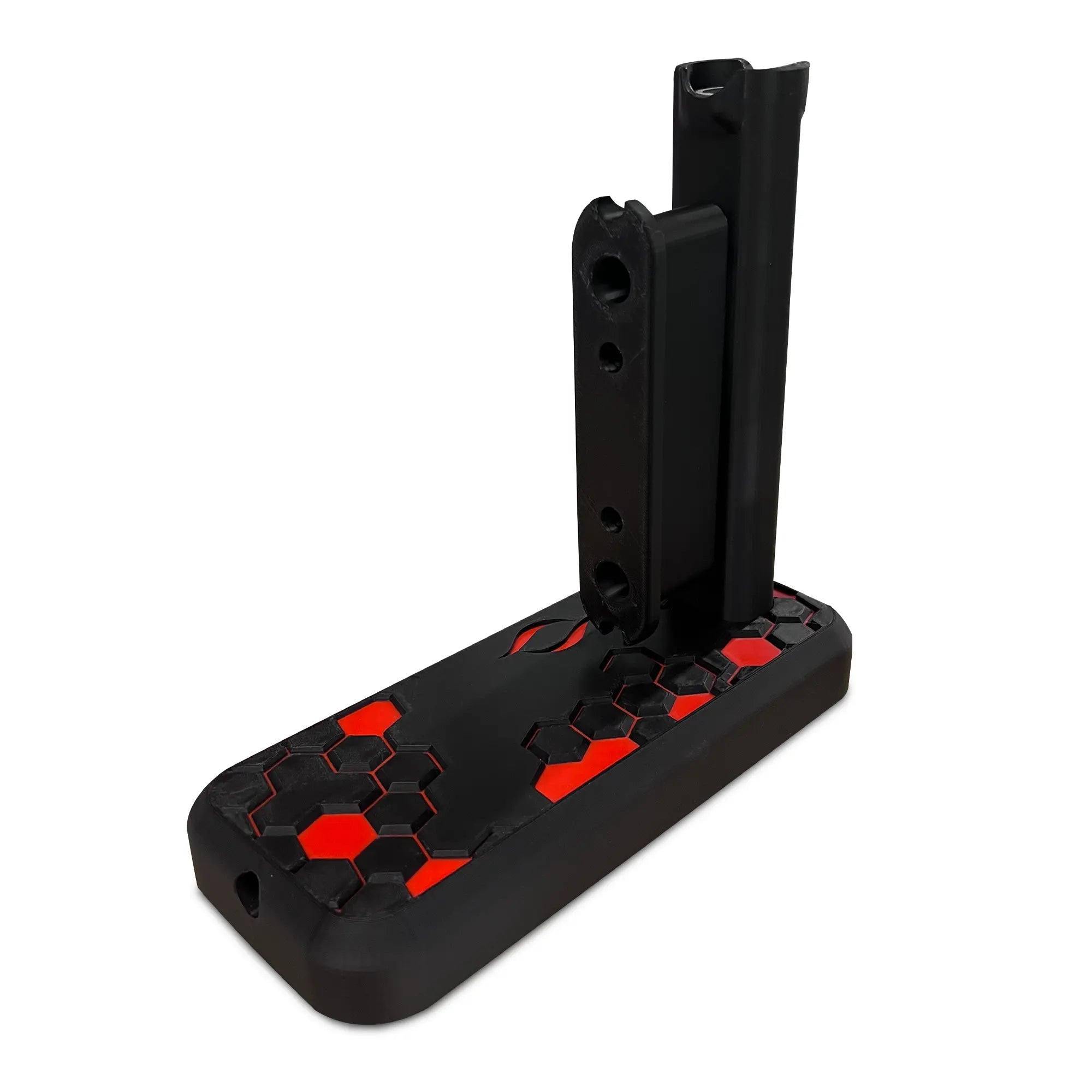 Olen VR Hybrid VR Gun Stock Stand in Red Hex Front Angle View